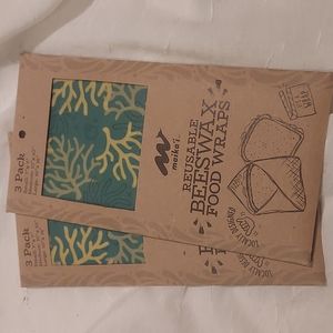 Two packages reusable beeswax food wraps. NWOT